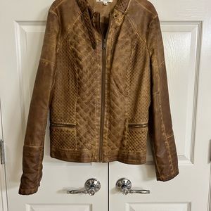 Versona Distressed Faux Leather Jacket Size Large